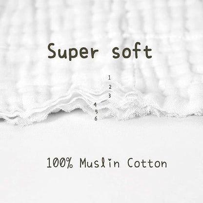 YEBON ProC 2Pcs Baby Muslin Bath Towels, Super Soft Cotton Bath Towel 6 Layers Infant Newborn Swaddle Blanket 41.3 X41.3 Inches,Baby Registry as Shower (White)
