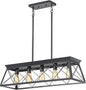 5-Light Farmhouse Pendant Light for Dining Room, Rustic Kitchen Island Lighting, Adjustable Height Chandeliers for Kitchen, Dining Room Table Black