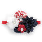 My Lello Headband Shabby Fabric Flower Cluster Baby - Infant - Toddler - Girl Stretchy Elastic Navy/Red Chevron