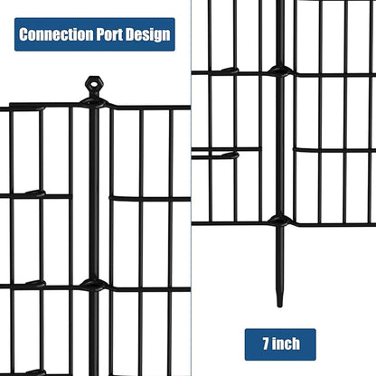 16 Panels Garden Fence,Rustproof Metal Fence Panels - 32in (H)×37.8ft (L) Garden Fencing Animal Barrier with Gate,Dog Fence Outdoor for Yard