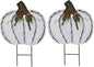 Veclotch 2set Pumpkin Garden Stake Metal Yard Sign Fall Decor, Decorative Decor Outdoor Stakes for Autumn Harvest Thanksgiving Halloween Rustic Decoration Home (White, 17''H)