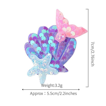 Enchanting Mermaid-Shaped Sequin Hair Clips for Kids - 6 Color Options! (colorful)