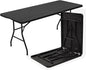 70.8" W X 29" D X 29" H - 6 ft Folding Table Black Wood Grain Portable Heavy Duty Plastic Fold-in-Half Utility Foldable Table for Camp，Picnic & Party