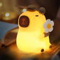 LOFICOPER Capybara Night Light, Silicone Dimmable Nursery Night Light, Rechargeable Touch Lamp, Cute Animal Lamp with Auto-Off Timer for Table Bedside Bedroom Decoration