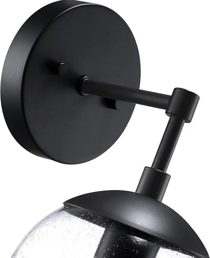 Design House Gracelyn 1-Light Dimmable Wall Sconce, Clear Seedy Glass Globe, Matte Black, 588871-BLK