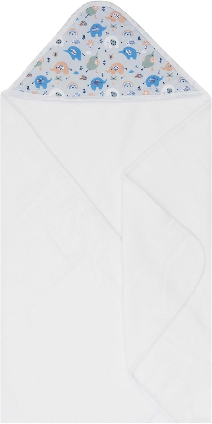 Hooded Baby Towels 3-Pack – Soft Baby Bath Towels with Hood for Newborns & Toddlers, Baby Hooded Towel Set, 30" x 26" (Little Trunks)
