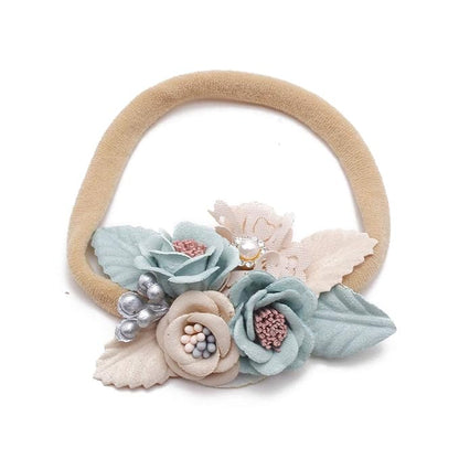 Baby Girl Nylon Headbands Flower Hair Bows Accessories-Elastic Hair Band Crown Handmade FLoral Wraps Birthday Gifts for Girls Newborn Infant Toddler 4Pcs