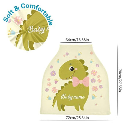Personalized Baby Car Seat Cover for Babies, Custom Name Baby Car Seats Canopy for Boys Girls, Nursing Breastfeeding Stroller Covers for Infant Newborn, Shower Gift (Cute Dinosaur)