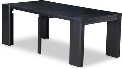 X07SI-B06-48 - 9-piece Dining Room Table Set a Rectangular Kitchen Table and a wooden Bench and 7 coffee Linen Fabric Dining Chair, 39x120 Inch, Wire Brushed Black