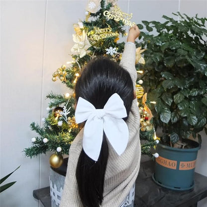 Pack of 4 Large Velvet Fable Bow Hair Clips for Kids Toddler Girl Mom Velvet Hair Bow Alligator Clips Baby Girls Women Hair Accessories (Christmas)