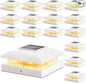 Solar Post Cap Lights Outdoor 16pack, White Waterproof Solar Powered Deck Fence Post Lights Fit 4x4 Wood/Vinyl Posts, Bright Warm White Solar Cap Light Decorate Deck, Patio, Porch, Fence