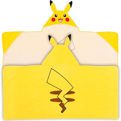 Pokemon Pikachu Kids Super Soft Bath/Pool/Beach Soft Cotton Terry Hooded Towel Wrap, 24 in x 50 in, (Officially Licensed Product) By Franco