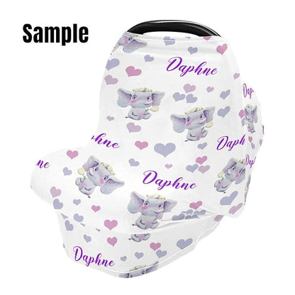 Personalized Black Bears Baby Car Seat Covers with Name, Custom Nursing Cover Breastfeeding for Babies, Carseat Canopy for Boys, Infant Stroller Cover, Breathable Carseats Cover