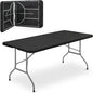 Athena Collection 6 ft Square Folding Dining Table, Large Plastic Foldable Table Portable with Carry Handle, Heavy Duty Fold-in-Half Utility for Indoor Outdoor Party Camping Picnic, Black