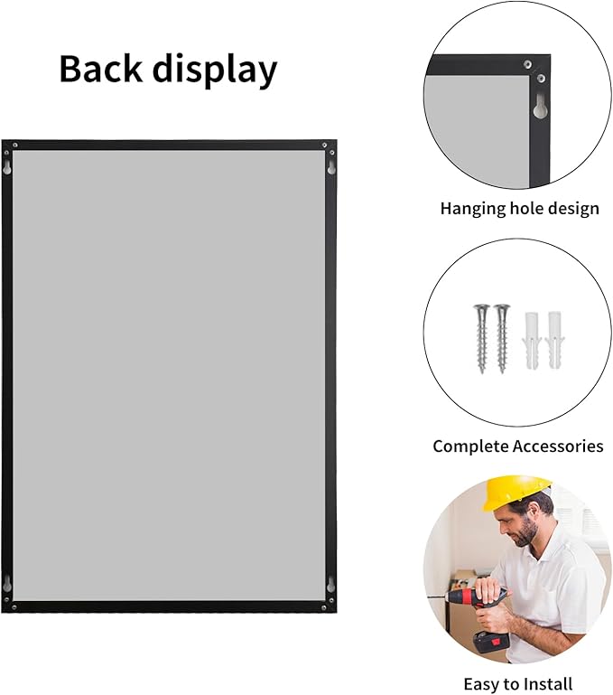 Black Bathroom Mirror for Wall, Rectangle Mirrors with Metal Frame, Modern Vanity Wall Mirror Decor for Entryway Hangs, Bathroom Living Room Horizontal or Vertical (Black, 30" L x 24" W)