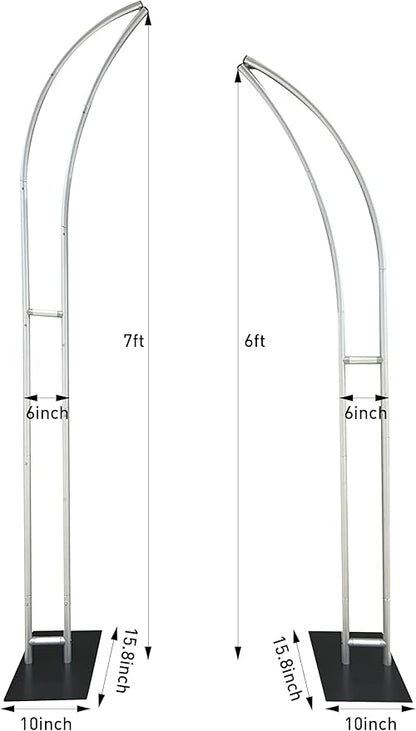 Curved Wedding Arch Backdrop, 6FT&7FT Half Arch Balloon Stand for Ceremony, Birthday, Anniversary, Bridal, Baby Shower, Floral Decoration