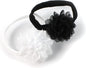 My Lello Baby Girl Rounded Petal Chiffon Flower Nylon Elastic Headbands Set 2pcs - Small - White/Black
