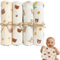 Jack & Jill & Baby Washcloths | 100% Cotton | Ultra-Soft Face Towels for Baby Boys and Girls | Bath Time and Burp Cloth Use | Baby Essentials | Absorbent Cloth Wipes | Pack of 4 (Bear Cuddle)