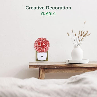 EKOBLA Red Heart Night Light, Valentine Love Symbol Design Plug into Wall with Dusk to Dawn Sensor, Soft Warm Nightlights for Hallway, Bedroom, Bathroom