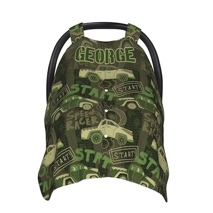 Personalized Baby Car Seat Canopy for Babies with Name, Custom Camo Car Stroller Car Seat Covers for Boys Girls, Minky Nursing Carseat Cover for Breastfeeding, Car Seat Canopies for Infant Newborn