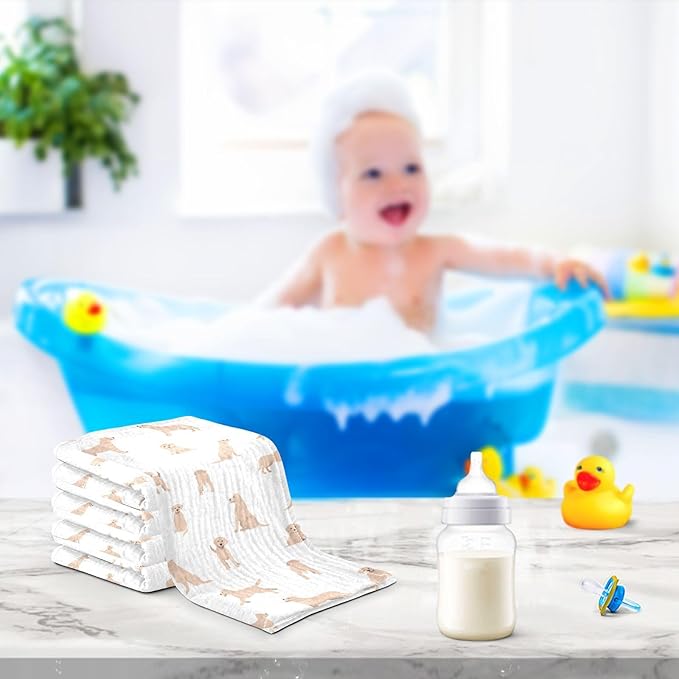 vvfelixl Baby Cotton Washcloths Labrador Retriever Dog Infants Bath Towel for Unisex Face Towels for Newborn, Natural Baby Wipes Delicate Skin, 11.8 X 11.8 inch, one sizex3