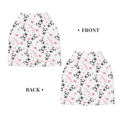 Personalized Baby Car Seat Cover for Girls, Custom Panda Pink Nursing Covers for Breastfeeding with Name, Infant Stroller Cover, Baby Carseat Canopy for Newborn, Multiuse Car Seat Canopies