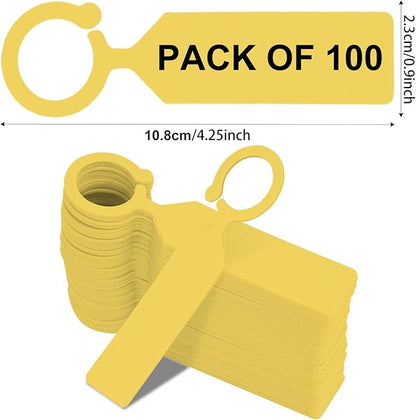 Plant Labels Yuanling 100Pcs Plastic Waterproof Plant Tree Tags Nursery Garden Markers for Indoor Outdoor Gardening Plants Vegetables Flowers Potted (Yellow Color with 1 Marker Pen)