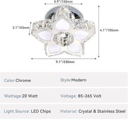FRIXCHUR Modern Crystal Ceiling Light Fixture Mini Led Chandelier Small Flower Chandelier for Living Room Bedroom Dining Room Kids Room Girls Room,Colors Change