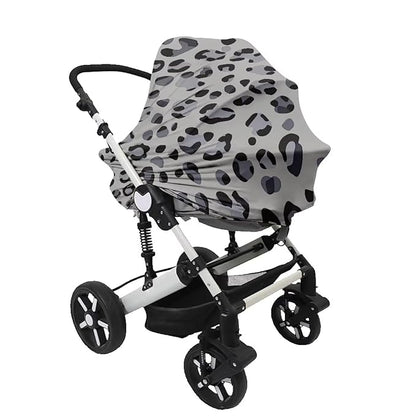 Forchrinse Grey Leopard Print Baby Car Seat Cover Soft Stretchy Breastfeeding Nursing Cover Multi Use Cover for Shopping Cart/High Chair/Stroller