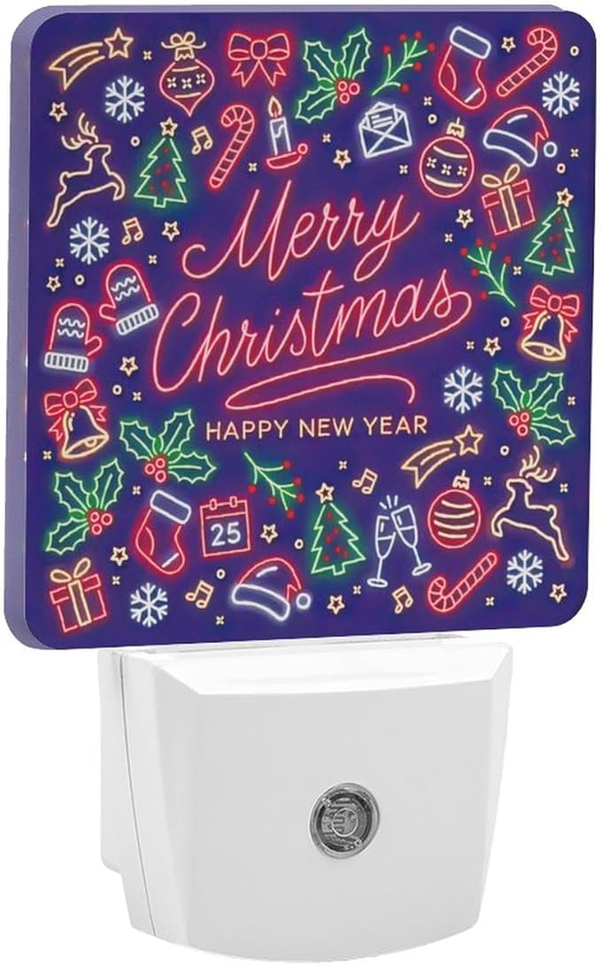 Merry Chrismas Night Light, Plug into Wall Decor Nightlights for Bedroom, Bathroom, Hallway, Kitchen, with Dusk to Dawn Light Auto Sensors LED Night Lights for Boys Girls Women Men Room Gifts