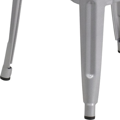 Flash Furniture Commercial Grade 30" High Backless Silver Metal Indoor-Outdoor BarStool with Square Seat