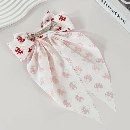 Kids Girls Mushroom Print Hair Clips Bow Mushroom Pattern Hair Pin BBW03 (Bow-B3)