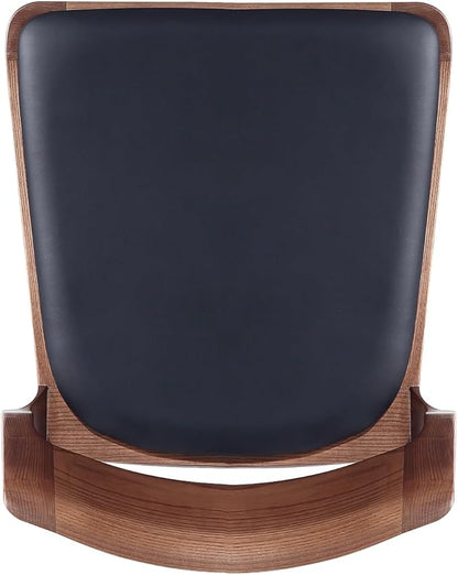 Manhattan Comfort Moderno Stackable Dining Chairs with Leatherette Upholstered Seat, Foam Padding & Solid Wood Frame, Suitable for Kitchen or Restaurant Usage, Set of 4, Black
