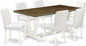 East West Furniture V077AB264-7 7 Piece Kitchen Table Set Consist of a Rectangle Dining Table with V-Legs and 6 White Faux Leather Parson Dining Chairs, 40x72 Inch, Multi-Color