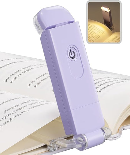 DEWENWILS USB Rechargeable Book Light for Reading in Bed, Clip-on LED Reading Lamps Portable Bookmark Lights for Kids, Book Lovers, Warm White, Brightness Adjustable for Eye Protection (Purple)