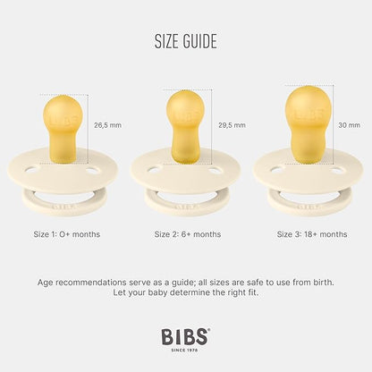 BIBS Colour Soother 4-Pack | BPA Free Dummy Pacifier | Round Nipple | Natural Rubber Latex | Made in Denmark | Size 6-18 Months | Sage Mix