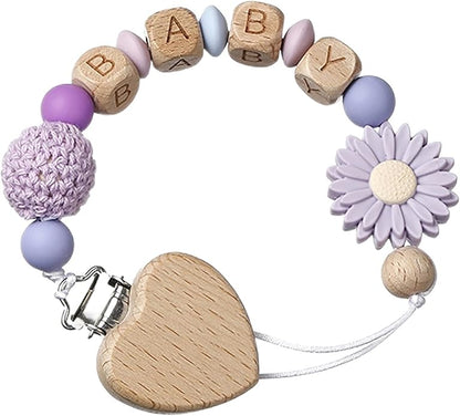 Pacifier Clips Baby Gift,Personalized Pacifier Clip With Name,Custom Silicone For Baby Lovely Daisy Color Diversity