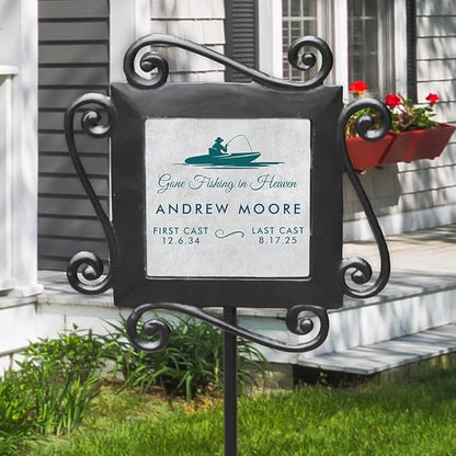 Personalized Fishing Memorial Garden Stake for Outdoor Tribute