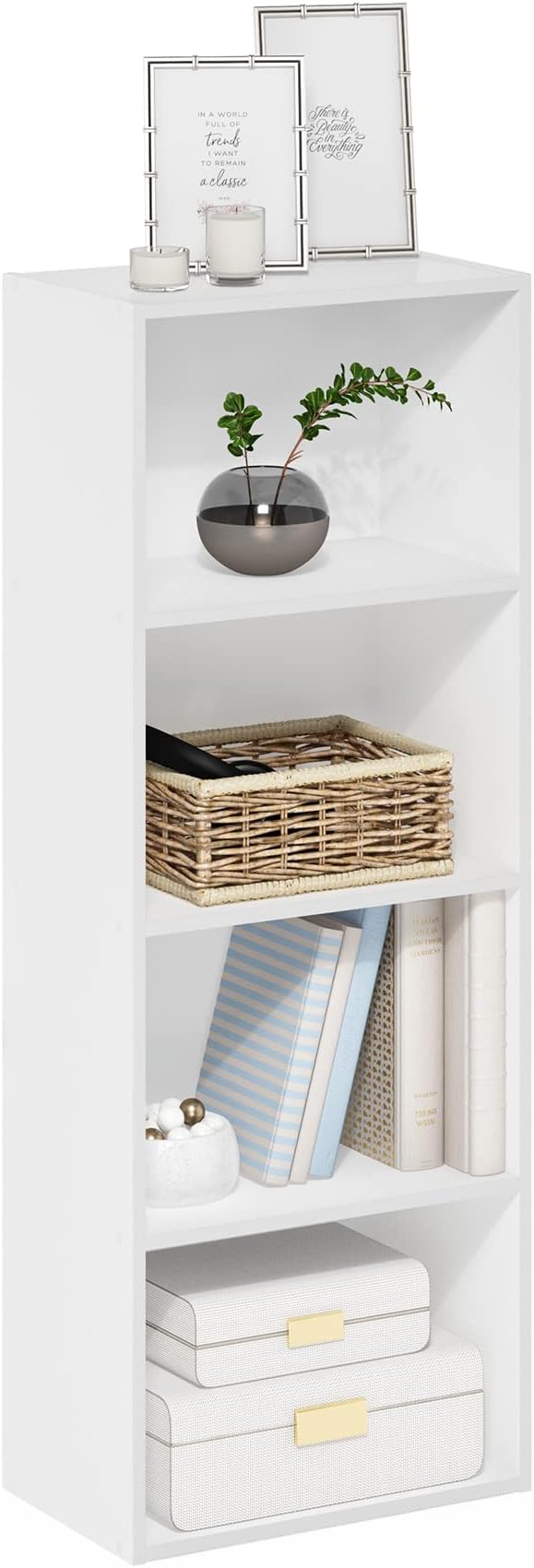 Furinno Luder Bookcase / Book / Storage, 4-Tier, White