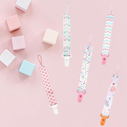 6 Pcs Baby Dummy Strap Clip, Pacifier Clip, Pacifier Holder Soother Chains Clips Fit All, Soothers, Teething Toys, Baby Essentials for Boys and Girls