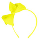 Motique Accessories Neon Headband With Side Grosgrain Bow- Neon Yellow