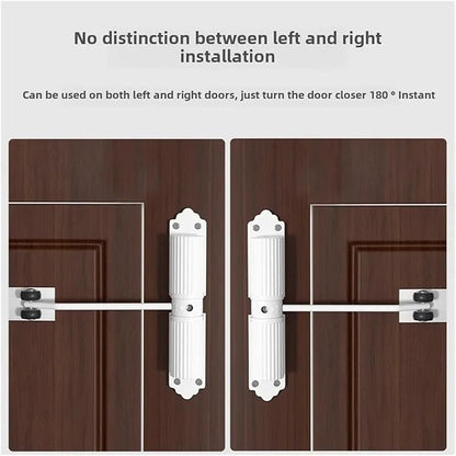 Automatic Adjustable Closer Surface Mounted Heavy Duty Safety Spring for Interior Exterior Door 1 Set(20-40KG White)