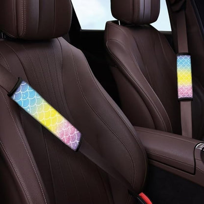 Colored Scales Car Seat Belt Cover Car Seat Belt Shoulder Pads Seatbelt Protector Set of 2 Universal Fit for Adults Car Interior Decor