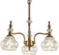 Vintage Pendant Light Fixture, Modern 3 Lights Brass Glass Pendant Lighting Matte Brushed Antique Chandelier Brass Finish with Crystal Glass Shade Vintage Chandeliers for Kitchen Island