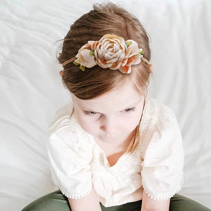 Baby Girl Headbands Nylon Flower Elastic Hairbands 3pcs Hair Accessories Gift for Newborn Infant Toddlers (YM1)