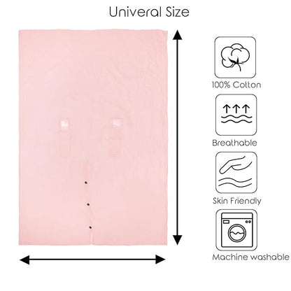 Organic Cotton Muslin Baby Car Seat Cover, Multi Use for Nursing Cover,Breathable Carseat Canopy for Boys Girls (Pink)