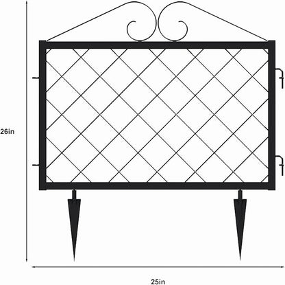 Zhongma Decorative Metal Garden Fence, Pack of 4pcs, Total 26" H x 97.5" L