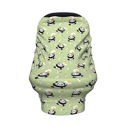 Panda Car Seat Canopy, Baby Breastfeeding Cover, Multi Use Baby Stroller and Carseat Cover, Boys and Girls Shower Gifts