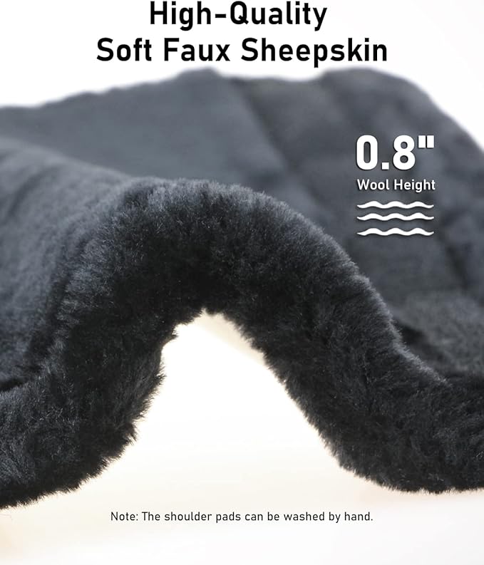 BELINOUS Faux Sheepskin Seat Belt Cover, Soft & Comfortable Seat Belt Shoulder Pad, Thick Car Seat Belt Cushion, Seat Belt Neck Protector for Kids Adults 2 Pack (Black)