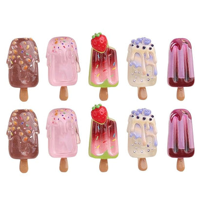 5 Pairs(10 Pcs) Super Cute Lovely Summer Realistic Mini Icecream Hairpin Ice Sucker Hair Clips Hair Decoration Women Girls Salon Hairstyle Hairdressing Grip -Icecream
